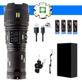 Pro F-3001 Alüminyum TG LED Güç Göstergeli Type-C Şarjlı El Feneri 100 W - 1