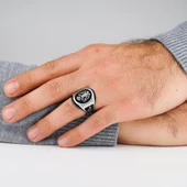 Çiftbaşlı Selçuklu Kartalı 925 Ayar Gümüş Yüzük thumbnail 2