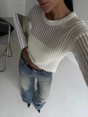 Triko transparent bluz beyaz - 3