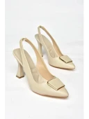 Pıert Bej Cilt Topuklu Ayakkabı - 1