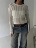 Triko transparent bluz beyaz - 1