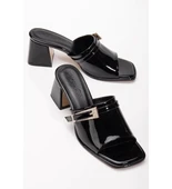 Ziva Siyah Rugan Topuklu Terlik - 1