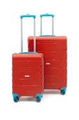 Copella Polipropilen & Kırılmaz 2'li Valiz Seti Büyük & Kabin - Kırmızı thumbnail 1