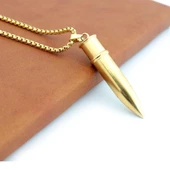 Pigado Paslanmaz Çelik Zincirli Mermi Kolye - 2