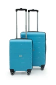 Copella Polipropilen & Kırılmaz 2'li Valiz Seti Orta & Kabin - Mavi thumbnail 1