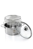 ÖZBERK Cam Kapaklı 3 Parça Çelik Kızartma Tenceresi 20 X 12 Cm 3,1 Litre - 2