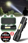 GAGGANİ 2 Adet Polisler İçin Profesyonel El Feneri Mini Hafif Taşınabilir Cep Boy Şarj Edilebilir Mini - 5
