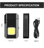 Projektör El Feneri Ve Pürmüz Çakmak Usb Gazsız Şarjlı Çakmak 600 Lümen - 2