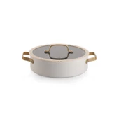 Schafer Sapphire Seramik Tencere Seti 7 Parça-Beyaz/Gold thumbnail 4