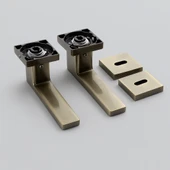 Antik Füme Oda Tipi Kapı Kolu Rozetli Sağ Sol Uygun Modern İç Kapı Kilitli 1 Takım thumbnail 5