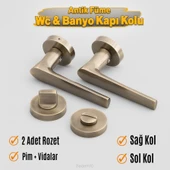 Antik Füme Wc Banyo Tipi Kapı Kolu Rozetli Sağ Sol Uygun Modern İç Kapı Kilitli 1 Takım thumbnail 2