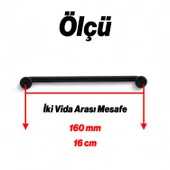 İncir Mat Siyah Metal Kulp 160 mm 16 cm  Mutfak Dolabı Kulbu Kulpu Mobilya Çekmece Dolap Kulpları thumbnail 3