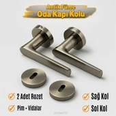 Antik Füme Oda Tipi Kapı Kolu Rozetli Sağ Sol Uygun Modern İç Kapı Kilitli 1 Takım thumbnail 2