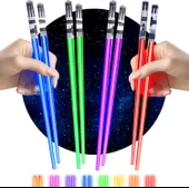 Valkyrie 8 Parça LED Işıklı Chopstik Işık Kılıcı Yemek Çubukları  Star Wars Tema Çöpstik - 1