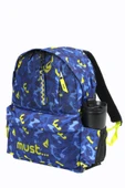 MUST 584613 Kamuflaj Çift Cepli İlkokul Sırt Çantası-Mavi / Neon Yeşil thumbnail 1