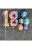 MSDA 18 Yaş Gökkuşağı Rakam Krom Balon Doğum Günü Balon Seti - 1