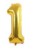MSDA Folyo Balon 1 Rakamı Helyum Balon 90 Cm Gold Renk - 1 Yaş Balonu - 1 Yaş Balon -1 Rakam Balon - 1