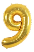 MSDA Folyo Balon 9 Rakamı Helyum Balon 90 Cm Gold Renk - 9 Yaş Balonu - 9 Yaş Balon -9 Rakam Balon - 1