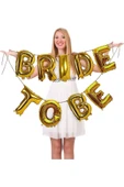 MSDA Bride To Be Yazılı Folyo Balon Konsept Gold Renkli Altın Sarısı Bekarlığa Veda Partisi Büyük Balon - 5