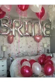 MSDA Bride Yazılı Büyük Boy Her Harf 76 Cm Folyo Balon Gümüş Renkli Gri Renginde Bekarlığa Veda Partisi - 5