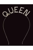 MSDA Kristal Taşlı Gümüş Renk Queen Tacı Kraliçe Tacı 12x17 Cm - 1