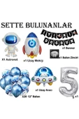 MSDA Uzay Konsepti 5 Yaş Doğum Günü Parti Kutlama Seti; Astronot, Ufo Ve Uzay Gemisi Folyo Balon Set - 2