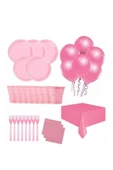 MSDA Mini Party Store 25 Kişilik Ekonomik Pembe Konseptli Doğum Günü Parti Seti - 1