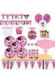 MSDA Minnie Mini Mouse Lüks Doğum Günü Parti Malzemeleri Seti 8 Kişilik Parti Konsepti - 1
