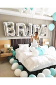 MSDA Bride Yazılı Büyük Boy Her Harf 76 Cm Folyo Balon Gümüş Renkli Gri Renginde Bekarlığa Veda Partisi - 1