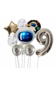 MSDA Uzay Galaksi Astronot Kozmik 9 Yaş Balon Set Uzay Astronot Konsept Doğum Günü Set - 1