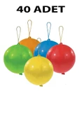 MSDA 40 Adet Lastikli Zıpzıp Balon Ipli Punch Panç Büyük Balon - 1