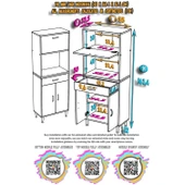 Modilayn VİO (55x163,4x32,5 cm) Çekmeceli, Kapaklı, Ekmeklikli. Mini/Midi Mikrodalga Mutfak Dolabı - 5