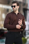 Erkek Slim Fit Polo Yaka Fermuarlı Fitilli Triko Kazak - 4001 - 4
