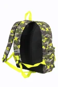 MUST 584614 Kamuflaj Çift Cepli İlkokul Sırt Çantası-Haki / Neon Yeşil thumbnail 4