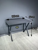 Buse Çalışma Masası Ofis Bilgisayar Masası + Katlanır Sandalyeli 103 cm Metal Siyah Ayak thumbnail 3