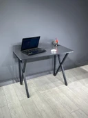 Buse Çalışma Masası Ofis Bilgisayar Masası + Katlanır Sandalyeli 103 cm Metal Siyah Ayak thumbnail 7