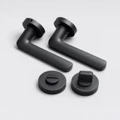 Mat Siyah Wc Banyo Tipi Kapı Kolu Rozetli Sağ Sol Uygun Modern İç Kapı Kilitli 1 Takım thumbnail 1