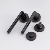 Mat Siyah Wc Banyo Tipi Kapı Kolu Rozetli Sağ Sol Uygun Modern İç Kapı Kilitli 1 Takım thumbnail 4