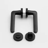 Mat Siyah Wc Banyo Tipi Kapı Kolu Rozetli Sağ Sol Uygun Modern İç Kapı Kilitli 1 Takım thumbnail 3