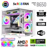 Xaser Cube X230 Ryzen 7 7800X3D 32GB DDR5 Ram 1TB M.2 NVMe SSD 16GB RTX5060 Ti Sıvı Soğutmalı Masaüstü Oyuncu Bilgisayarı - 1