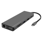 Hytech HY-USBC32 4K-2K Ultra HD Gri Metal 5x USB2.0-USB3.0 100M RJ45 PD, TypeC Data, ö - 1