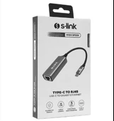 S-link SW-U336 Gri Metal Type-C to RJ45 10-100-1000Mbps Gigabit Adaptör thumbnail 1