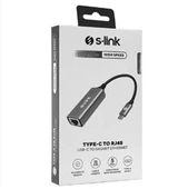S-link SW-U336 Gri Metal Type-C to RJ45 10-100-1000Mbps Gigabit Adaptör thumbnail 2