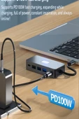 Alüminyum USB Çoklayıcı Type C Hub HDMI x2 USB 3.0 x3 PD 100W Çoklu Bağlantı Dönüştürücü 7 IN1 - 4