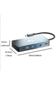 Alüminyum USB Çoklayıcı Type C Hub HDMI x2 USB 3.0 x3 PD 100W Çoklu Bağlantı Dönüştürücü 7 IN1 - 2