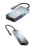 Alüminyum USB Çoklayıcı Type C Hub HDMI x2 USB 3.0 x3 PD 100W Çoklu Bağlantı Dönüştürücü 7 IN1 - 5