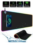 RGB Gaming Mouse Pad Kablosuz 15W Şarjlı 14 Mod LED Işıklı Kaymaz Oyun Mousepad 300x800mm XL - 1