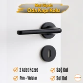 Mat Siyah Oda Tipi Kapı Kolu Rozetli Sağ Sol Uygun Modern İç Kapı Kilitli 1 Takım thumbnail 2