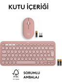 Logitech Pebble 2 Set Çoklu Cihaz Özellikli Sessiz Kablosuz Türkçe Q Klavye ve Mouse Seti - Pembe thumbnail 10
