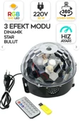 Sihirli LED Dönen Disko Topu Kablosuz Bluetooth USB MP3 Kumandalı 360° Renkli Işık 165x165x150mm - 4